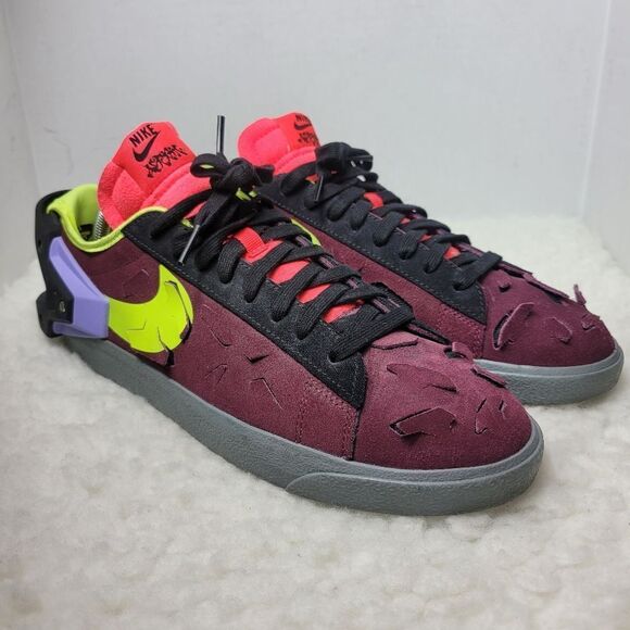Nike x Acronym Blazer Low Night Maroon Men's Size 10 Dunk SB Yellow Black Red - Picture 1 of 11
